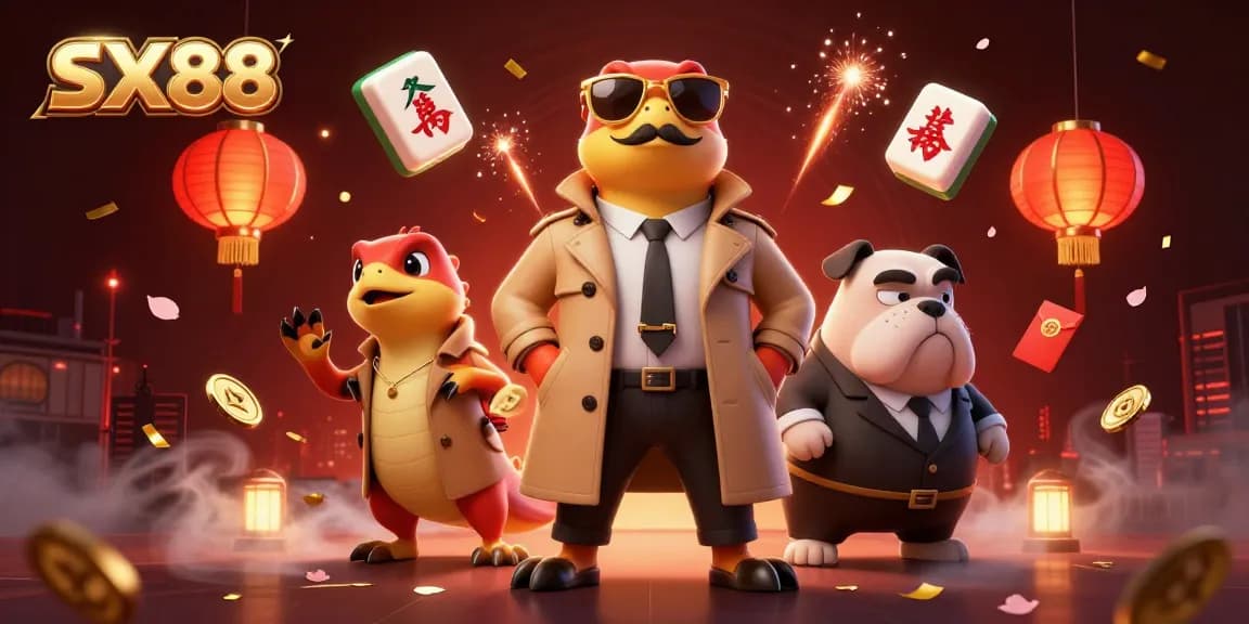 SX88 raptors in trench coat humorously attempting to enter a VIP casino lounge with a suspicious bulldog.