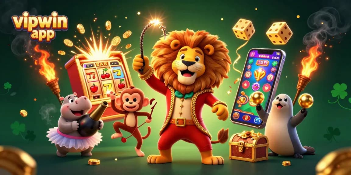 Experience the excitement of the vipwin app with colorful characters, dazzling jackpots, and vibrant casino elements.