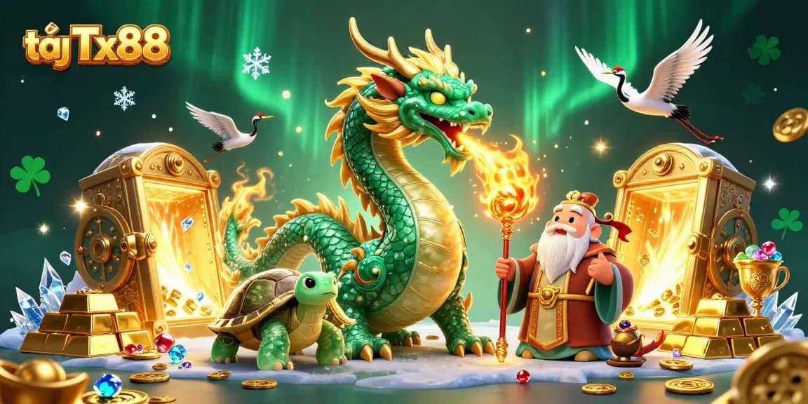 Engage with tại Tx88, exploring a vivid casino scene featuring a jade dragon and lucky cranes.