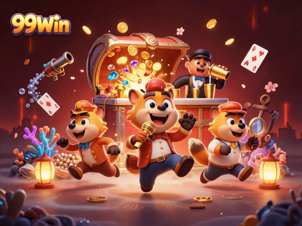 Experience the excitement of 99Win with a dynamic hyena casino scene full of humor and action.