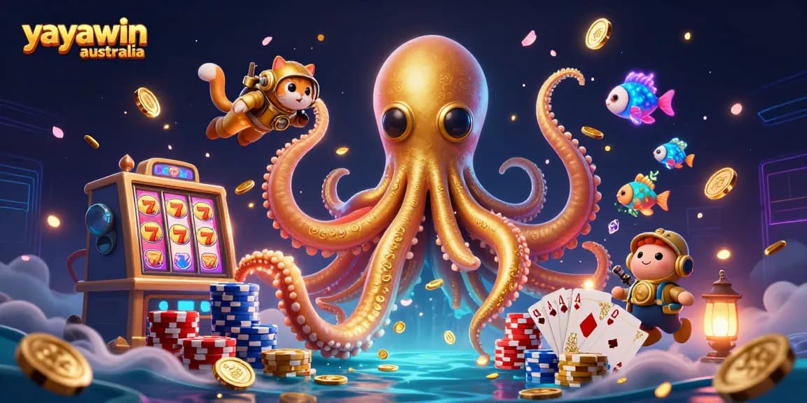 Spin into excitement at Yayawin Australia with a kraken, diving cat, and casino treasures!