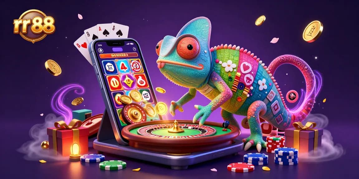 Engage with the vibrant world of rr 88, featuring a chameleon casino owner and dynamic gaming elements.