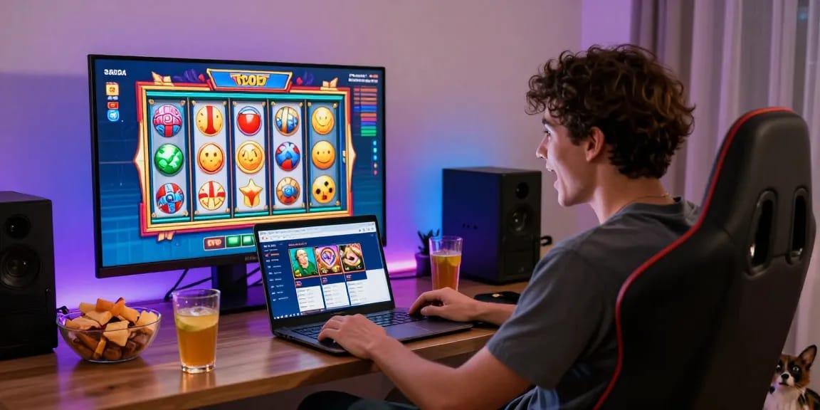 Pengalaman bermain bolaslot99 yang seru dengan pemain di depan layar slot online.