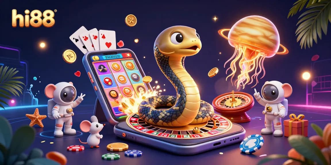 hi88 offers gamers an engaging atmosphere with astronauts betting on cosmic roulette and vibrant slot games.