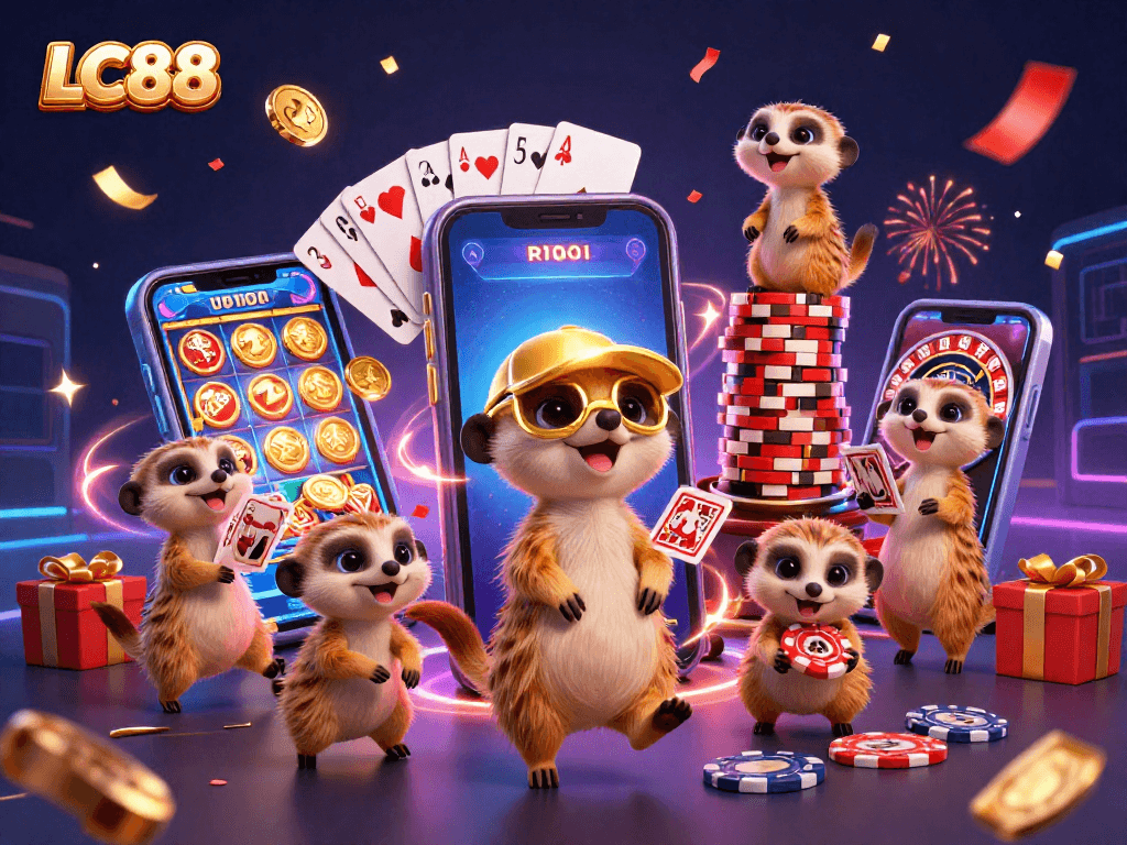 Experience excitement at LC88 with meerkats managing a vibrant casino operation.