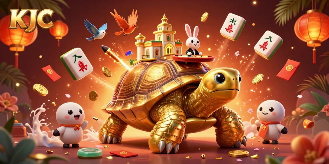 KJC brings the thrill of gaming alive with a vibrant golden tortoise casino scene.