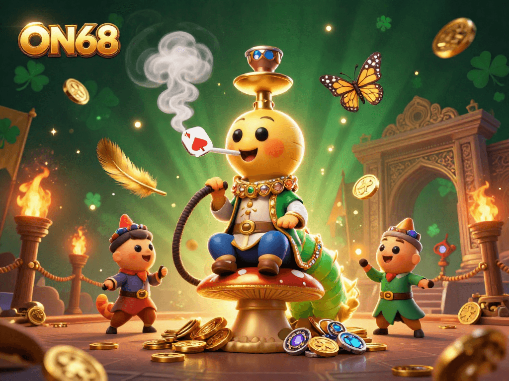 Engage with ON68's thrilling gaming experience in a vibrant and detailed casino-themed digital art.