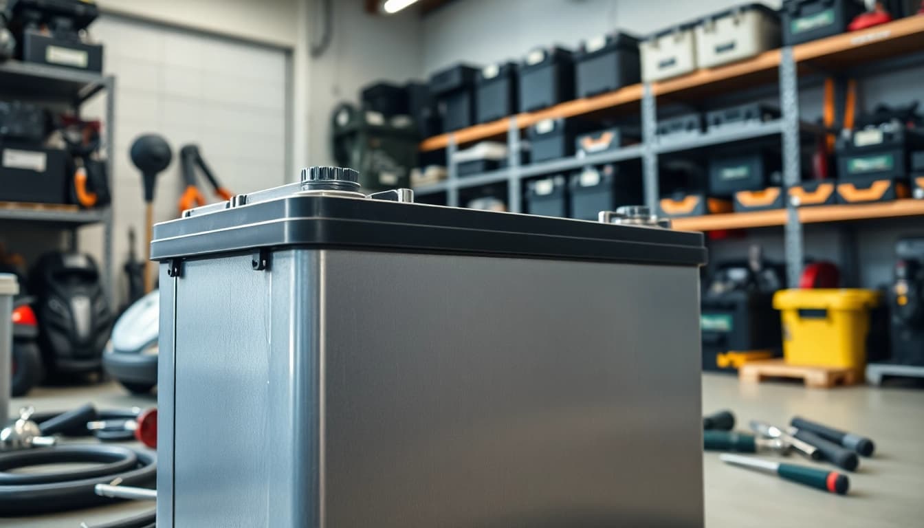 Explore lithium golf cart batteries showcased in a professional workshop setting.
