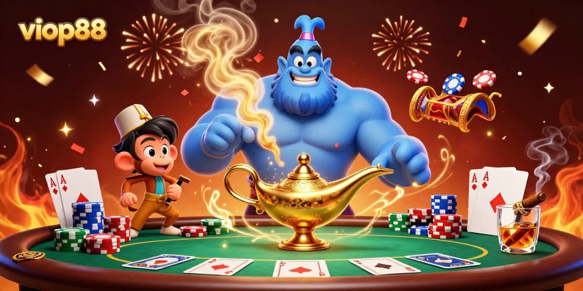 Experience thrilling gaming action at viop88 with animated characters and exciting casino elements.