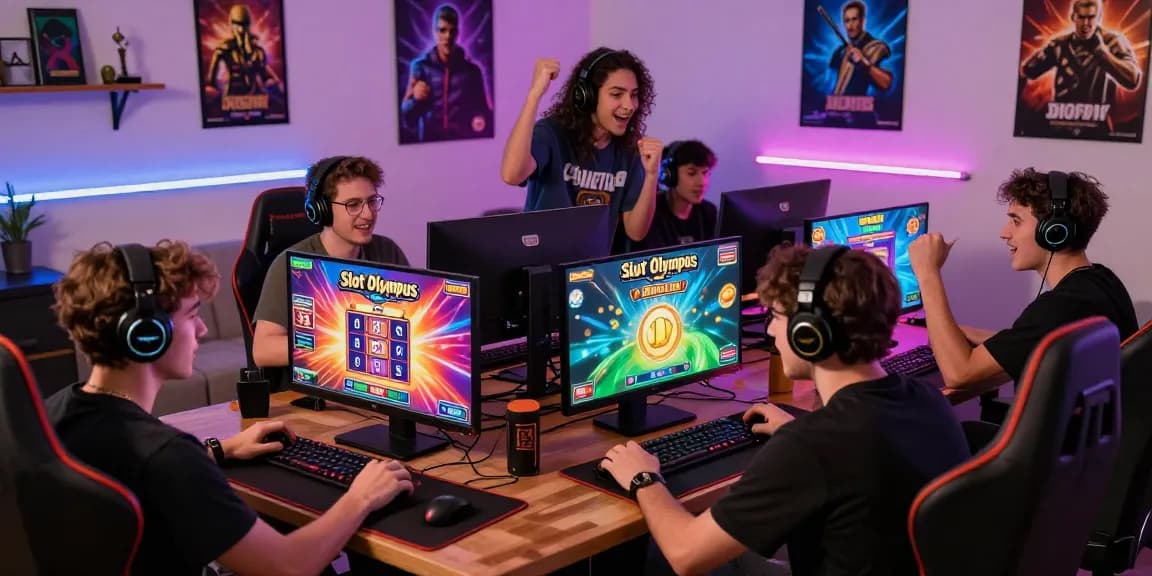 Exciting Slot Olympus online gaming scene with diverse players and vibrant graphics.