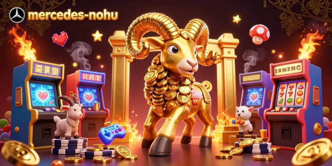Experience the excitement of mercedes-nohu with a golden ram charging through a casino-themed scene.