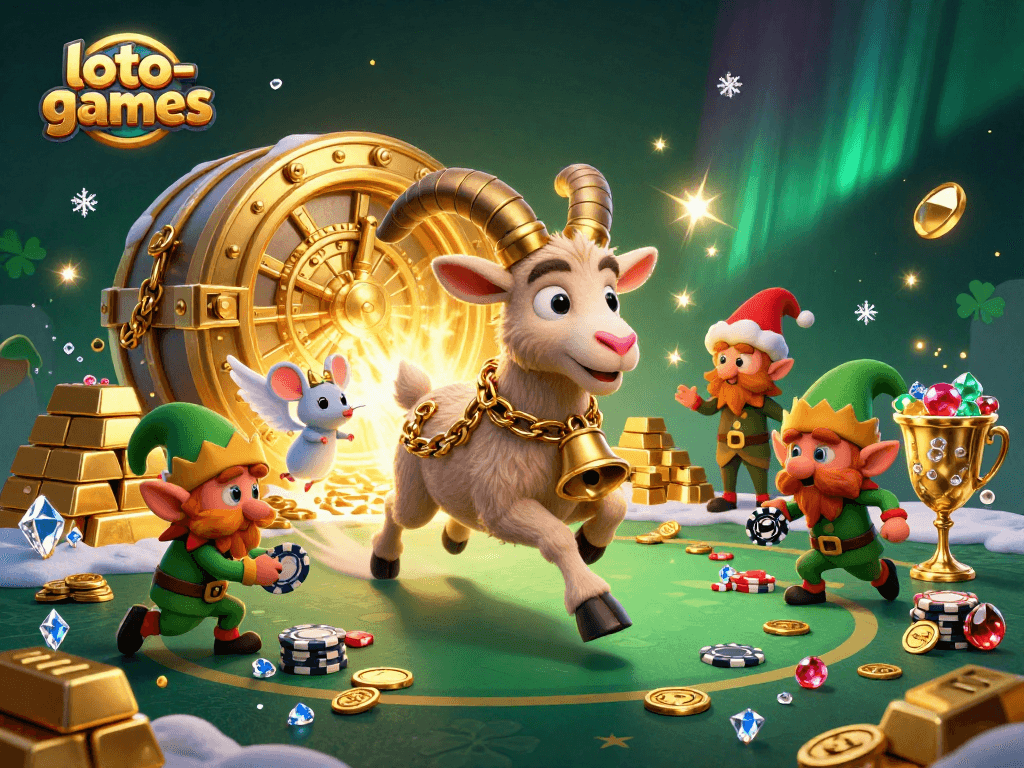 Experience game thrills with loto-games in a vibrant holiday-horror casino scene.