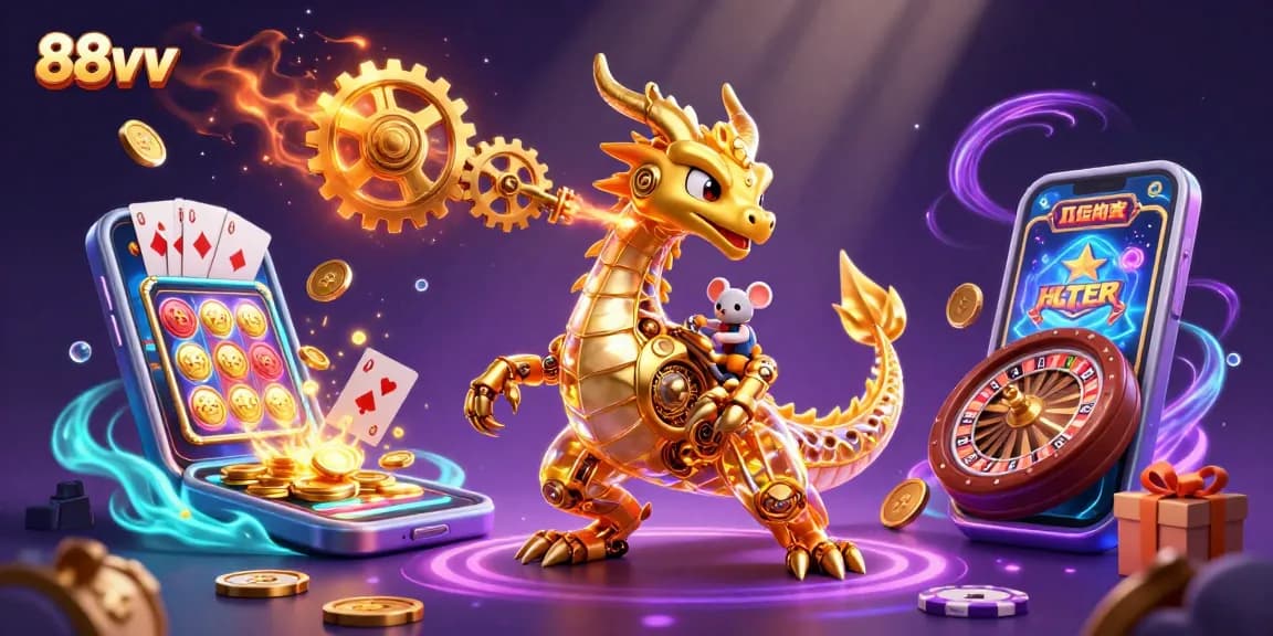 Engage with 88vv's gaming adventures featuring a golden dragon and exciting slot elements.