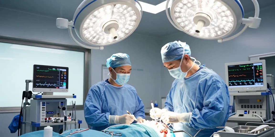 Beyin ameliyatı in progress, showcasing the expertise of a neurosurgeon in a modern operating room with advanced surgical tools.