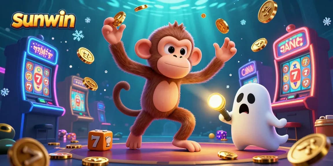 Experience thrilling gameplay at sunwin with a mischievous monkey and ghost-hunter puppy in our vibrant casino.