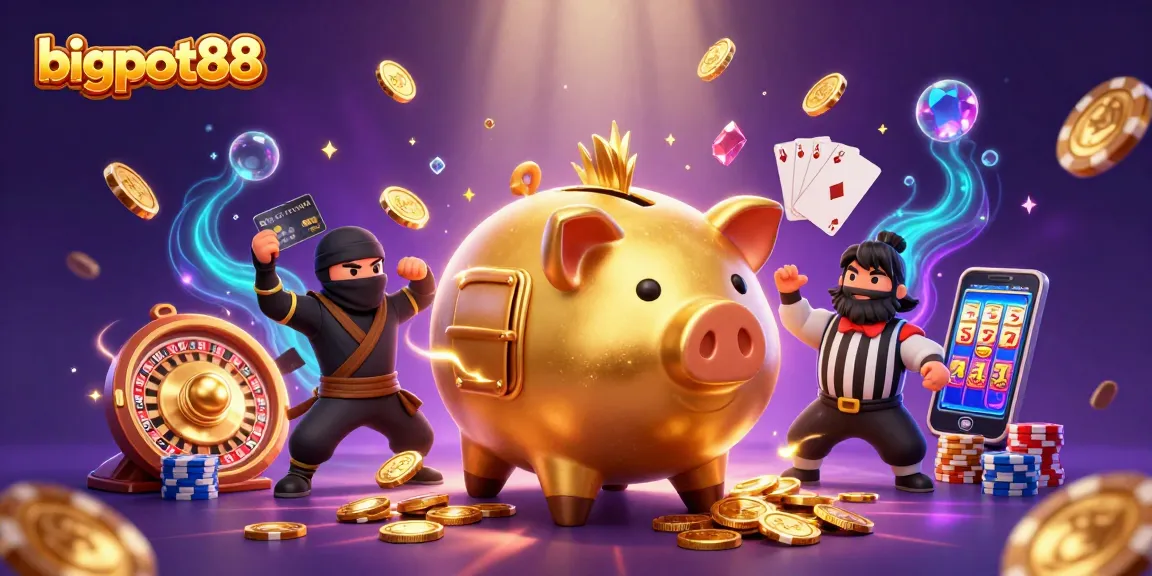 Experience thrilling gameplay at bigpot88 with exciting golden coins and casino action.
