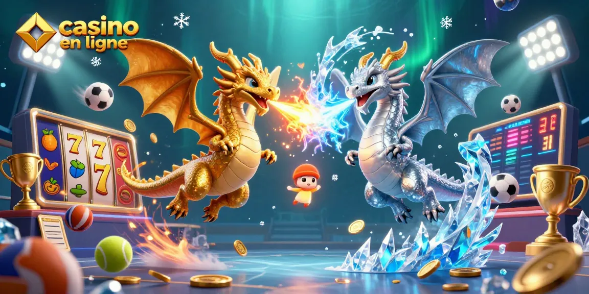Jouez à des jeux captivants dans un casino en ligne avec des dragons représentant le feu et la glace.