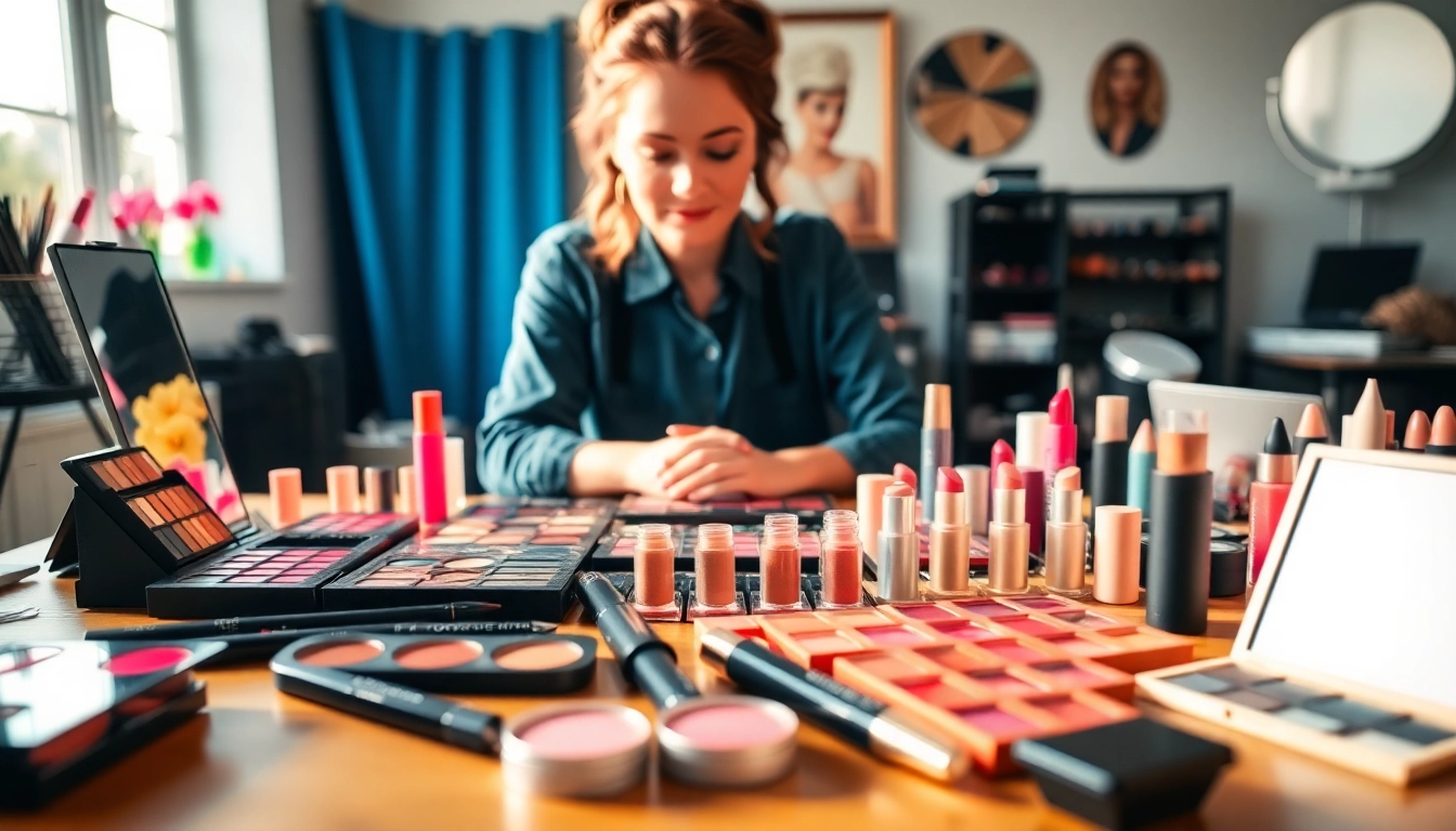 Showcasing high-quality wholesale make up products in an inviting studio environment.