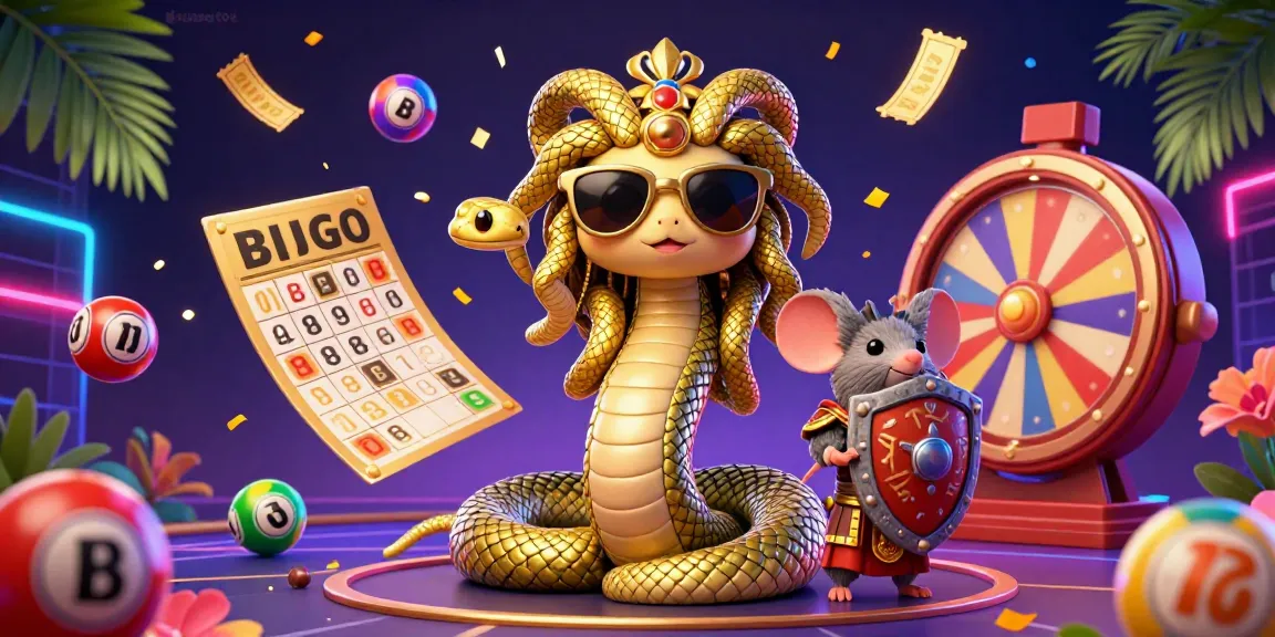 Engage with bujang toto through this vibrant casino illustration, showcasing dynamic lottery elements and a friendly Medusa.