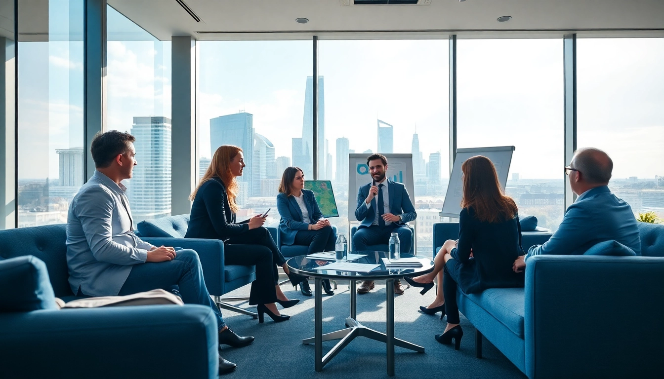 Evaluate business mobile contracts UK with a team in a bright office setting.