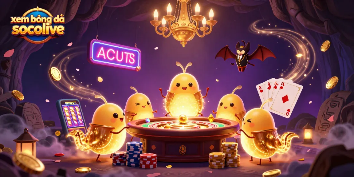 Experience xem bóng đá socolive with a vibrant 3D cartoon illustration showcasing a lively cave casino atmosphere.