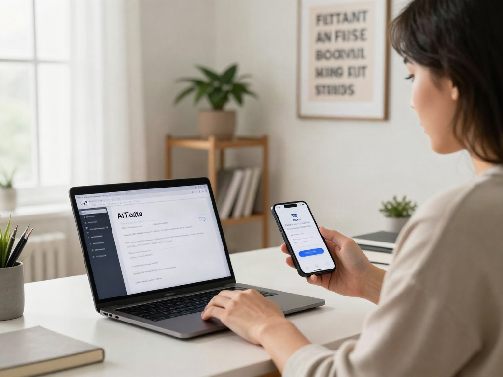 Individual taking an attractive test on a modern laptop in a stylish home office