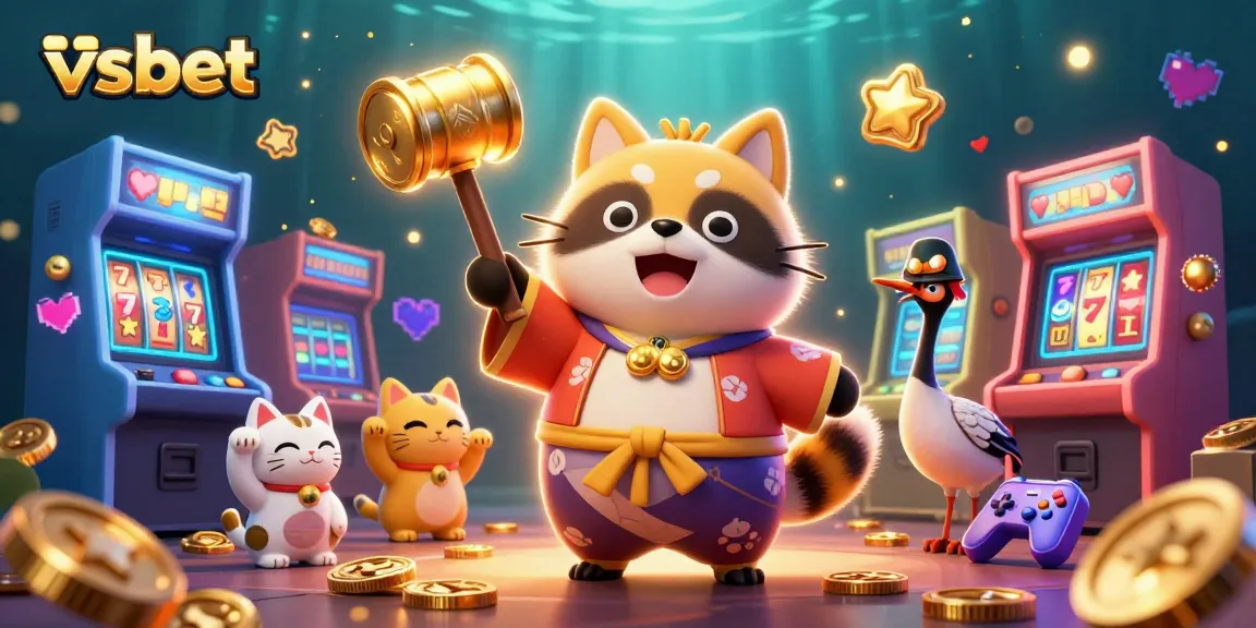 Experience the exciting gaming atmosphere with vsbet, where colorful tanuki and fortune cats enhance the excitement.