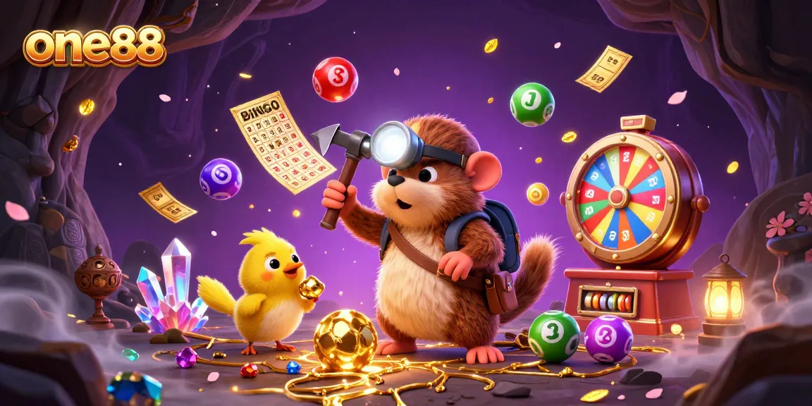one88 shows a treasure hunter mole discovering gems amidst vibrant casino-themed elements for lucky gamblers