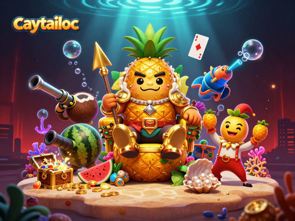 Experience gameplay with caytailoc as the golden pineapple king rules the beach casino scene.
