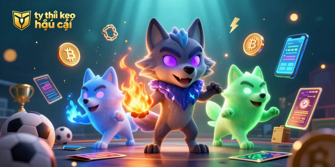 Bet on tỷ lệ kèo nhà cái with an exciting visual of sports betting elements and mystical wolves.