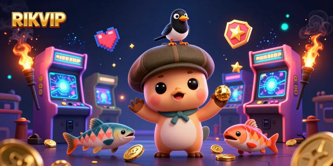 Experience thrilling gaming with RIKVIP, where playful characters meet exciting casino elements.