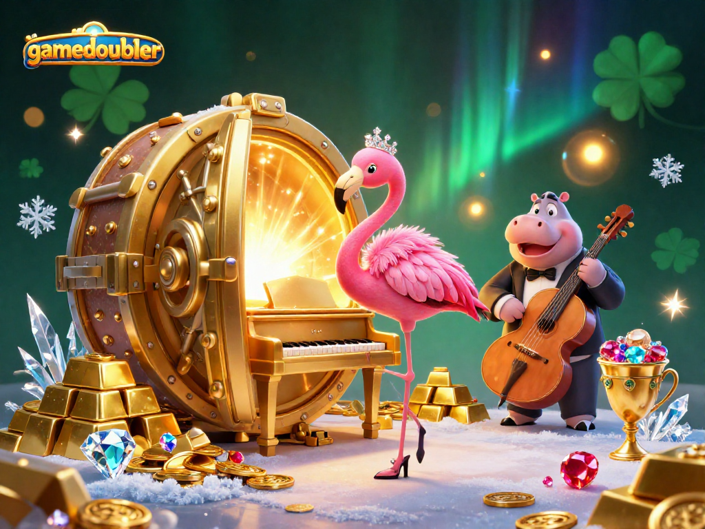 Experience gamedoubler's vibrant casino scene with dynamic characters and dazzling treasures.