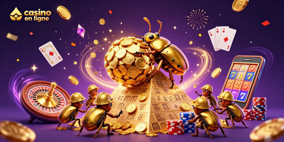 Jouer à des jeux de casino en ligne avec des pièces d'or et des symboles égyptiens.