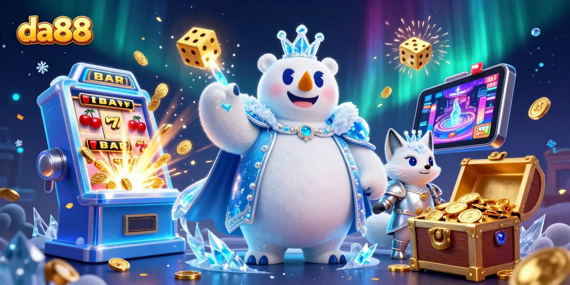 Experience thrilling gameplay at da88 with a vibrant 3D illustration showcasing exciting casino elements.