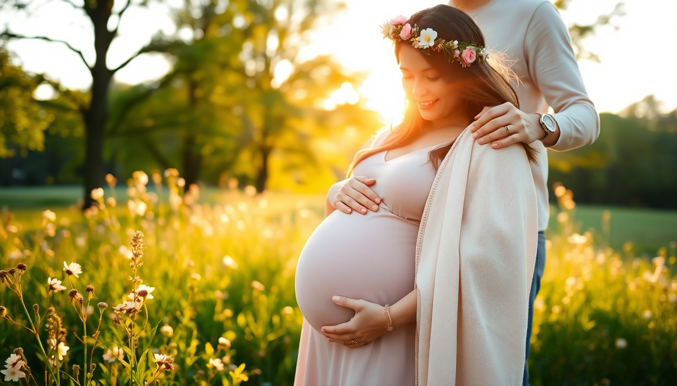 Maternity photographer Brantford Ontario capturing a glowing mother in a beautiful park setting.