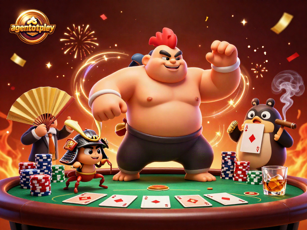 Engage with agentotoplay at the vibrant poker table surrounded by dynamic casino elements.