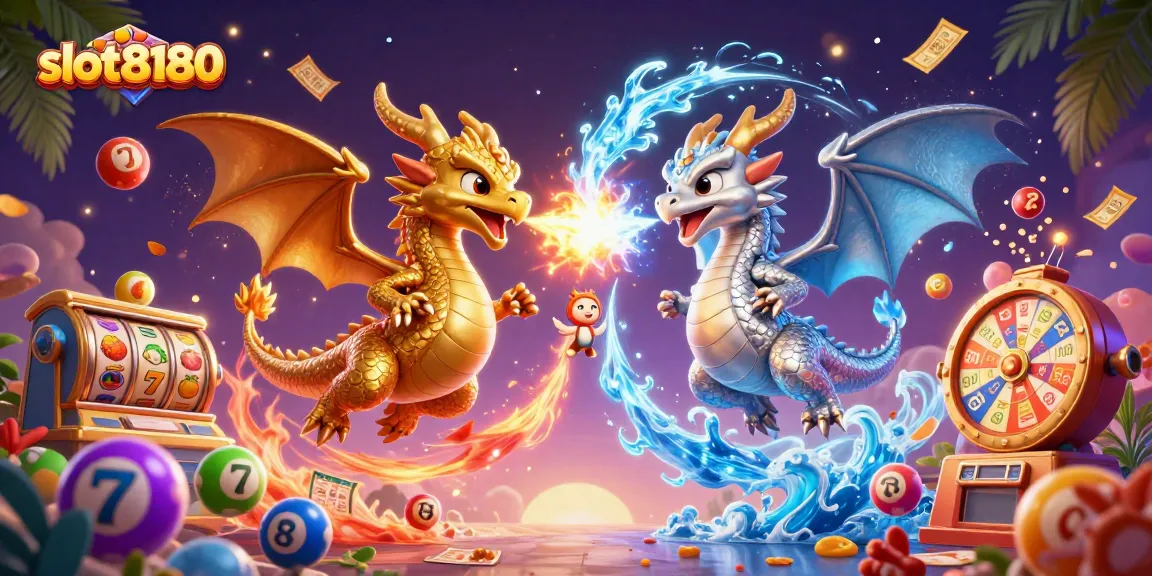 Experience thrilling action with slot8180 in a vivid 3D casino scene filled with dragons and dynamic games