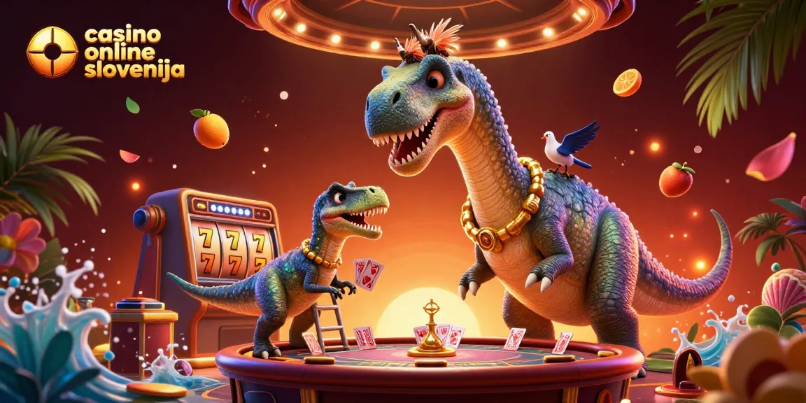 V igri spletne igralnice v Sloveniji so brontosaurus in raptor med dinamičnimi elementi slot iger in nagradami.