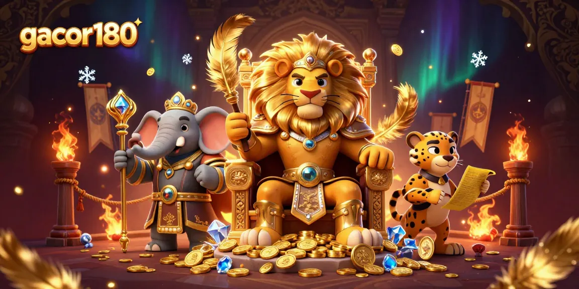 Gacor180 menghadirkan pertarungan seru dengan singa raja berlapis emas dan elemen kasino.