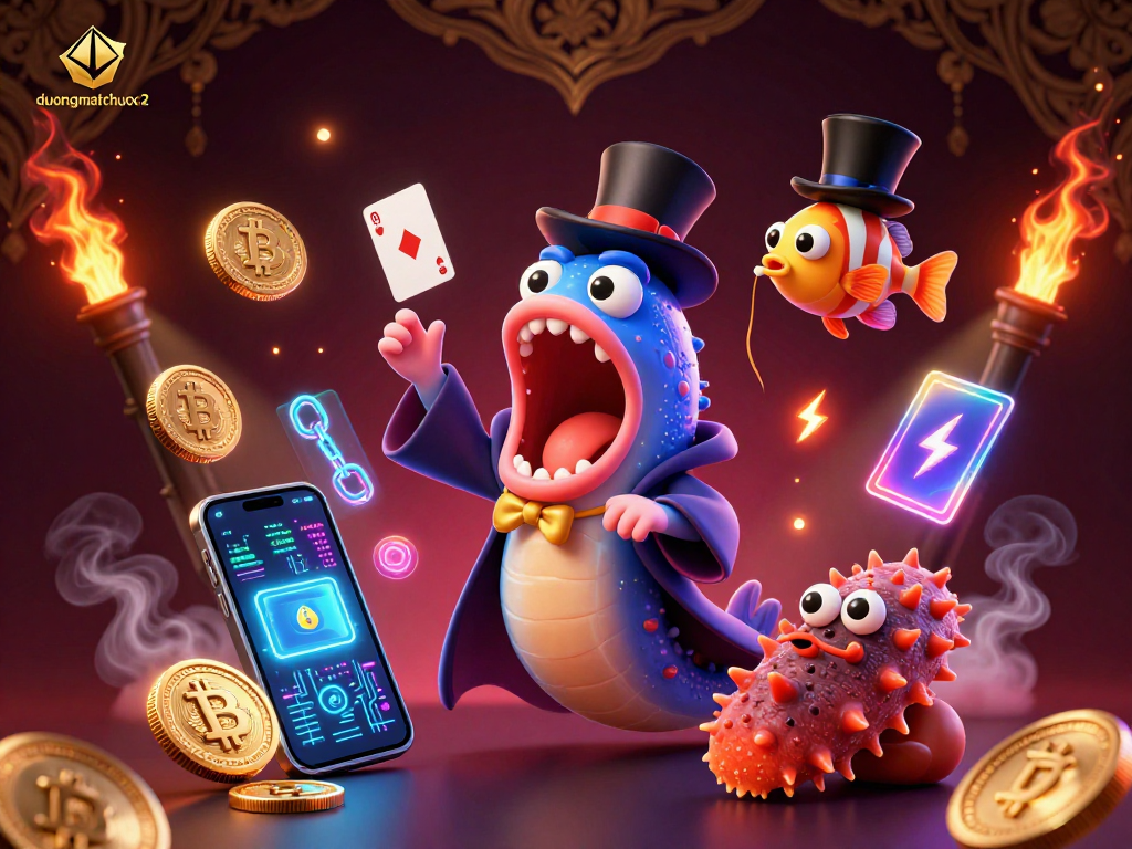 Engage with duongmatchuoc2 through a vibrant casino-themed magic scene featuring interactive characters and elements.