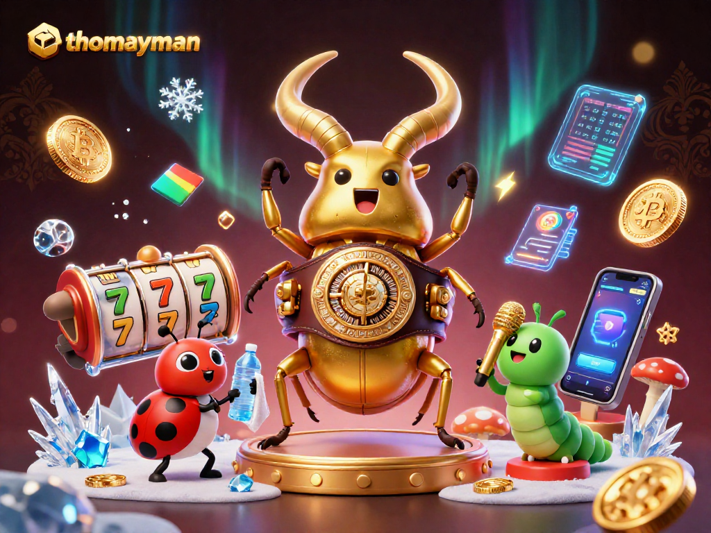 Experience the excitement of thomayman in this dynamic casino illustration with vibrant characters and elements.