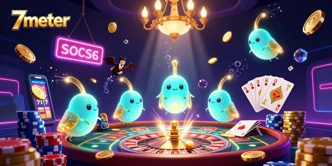 Experience thrilling betting at 7meter with lively glowworms guiding players through a vibrant casino.