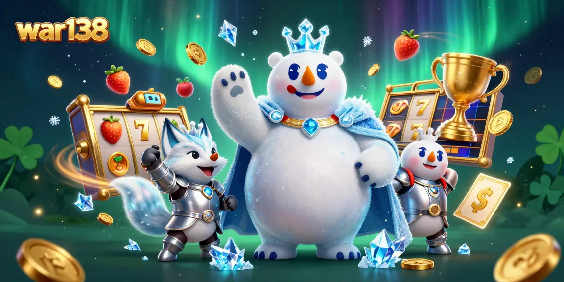 Experience exciting wins with WAR138's vibrant 3D casino illustration showcasing immersive slot game action!