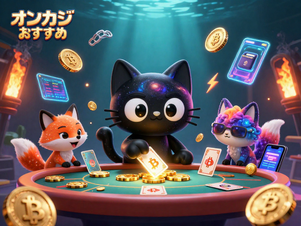 オンカジ おすすめでカジノゲームを楽しむ幻想的な宇宙のシーンで、魅力的なキャラクターが金のチップを引き寄せています。
