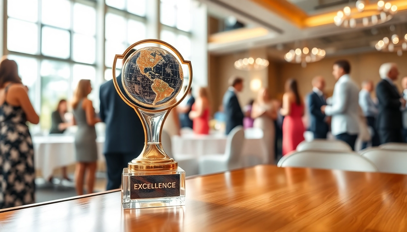 Recognizing achievements at the construction excellence awards california with a stunning trophy.