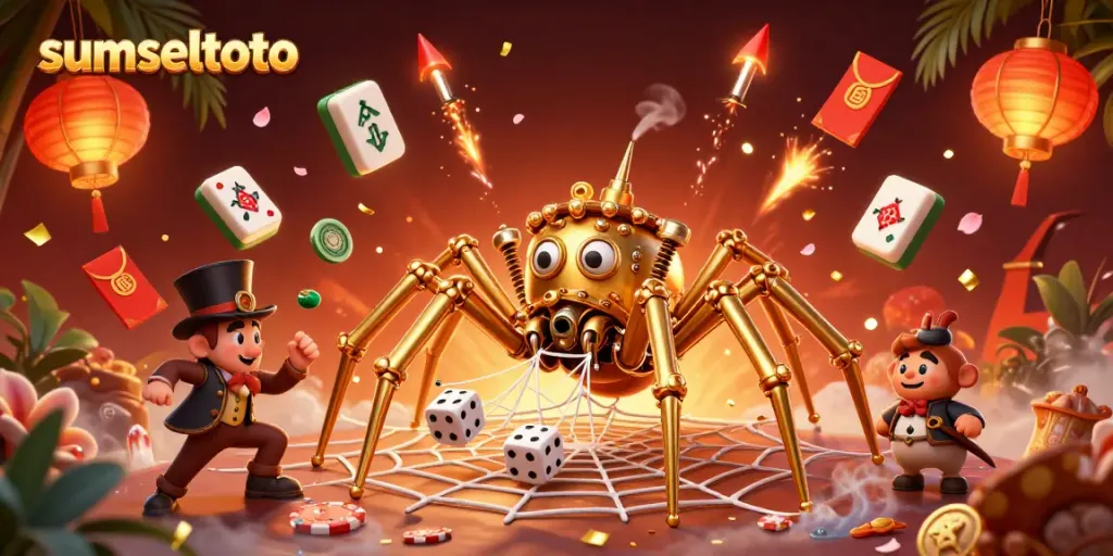 Catching dice in a golden web, sumseltoto embodies vibrant casino excitement with rich visuals and lively elements