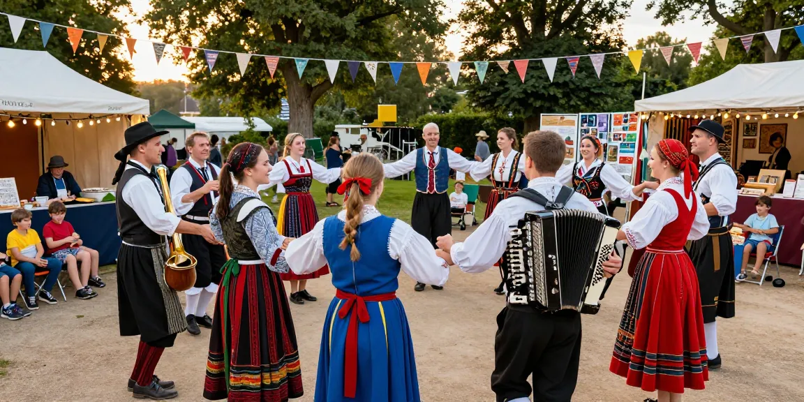 Colorful Breton cultural festival celebrating the spirit of m98 with traditional music and dance.