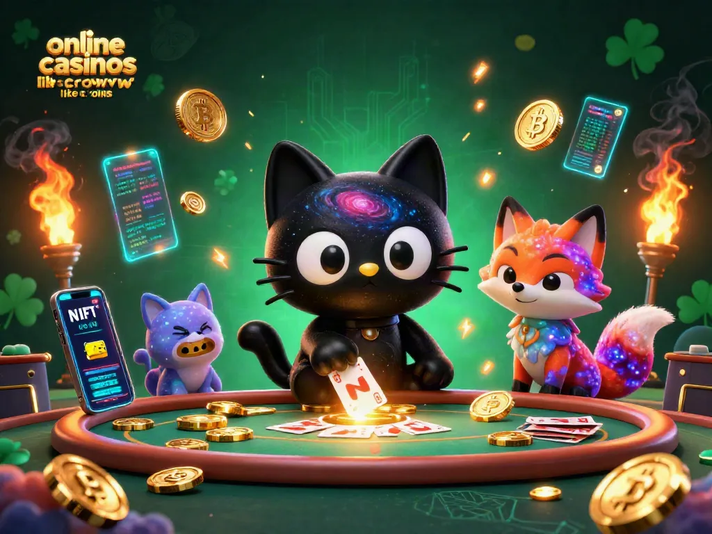 Winning big at online casinos like crown coins with cosmic characters and vibrant casino elements.