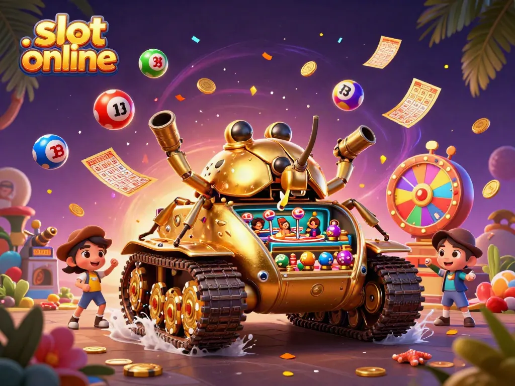 Enjoy exciting slot online action with a mesmerizing casino-themed illustration full of vibrant elements.
