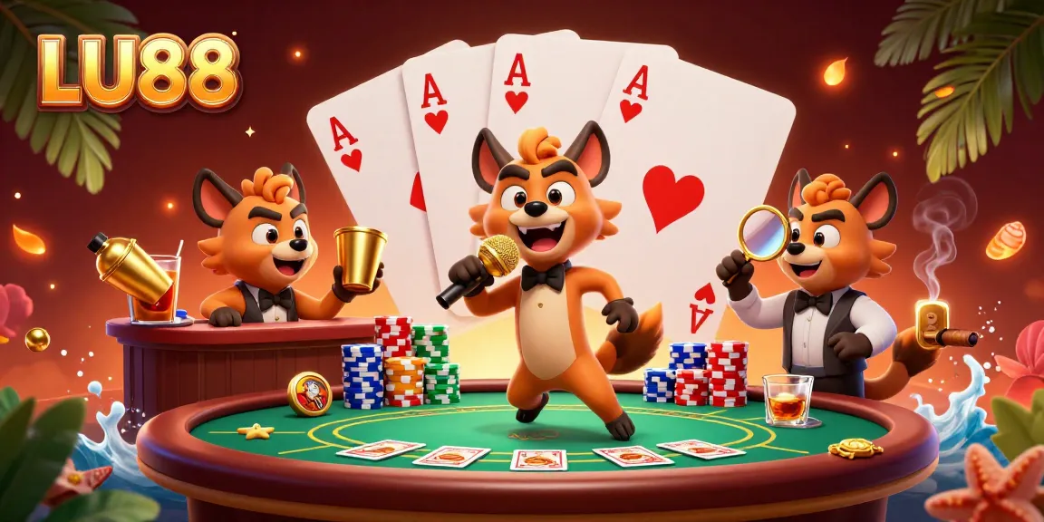 Experience LU88's vibrant casino scene with hyenas as comedians, bartenders, and bouncers.